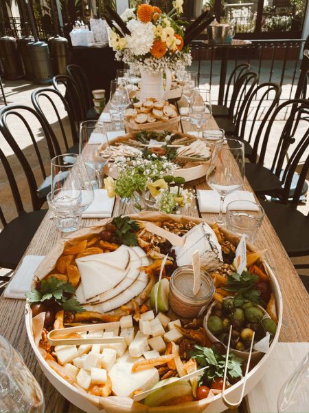 A small, private event table setting on the patio at Frequency Wine Company in Santa Barbara